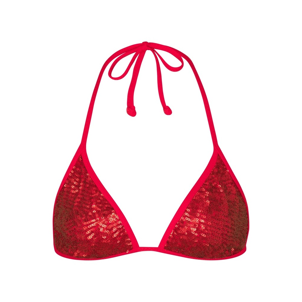 NWT skims sequin bikini top red M